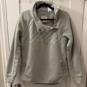 Abercrombie & Fitch Quilted Fleece Pullover - Sage Green